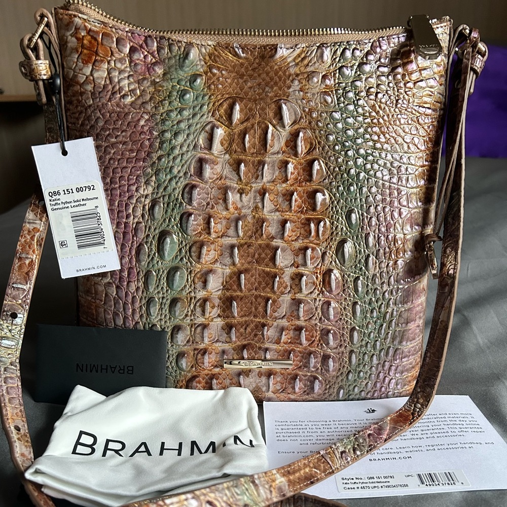 Brahmin, Katie Crossbody Truffle Python - Leather.